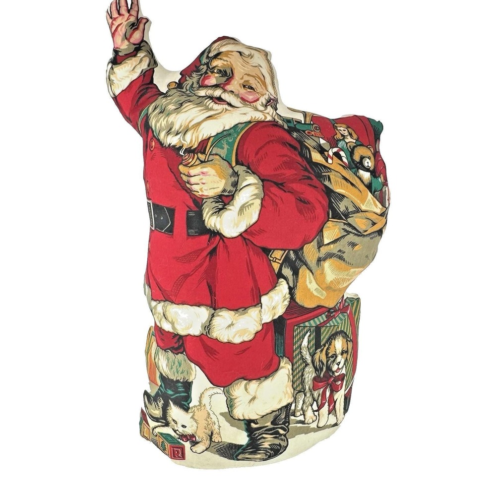 Vintage 20" Waving Santa Claus Weighted Fabric Stand Up Christmas‎ Decor - Picture 2 of 8